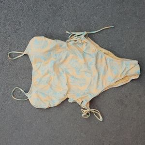 Womens Sugar Coast 1 piece Swim Suit, Med, Coral/Teal Palm Print, NWT